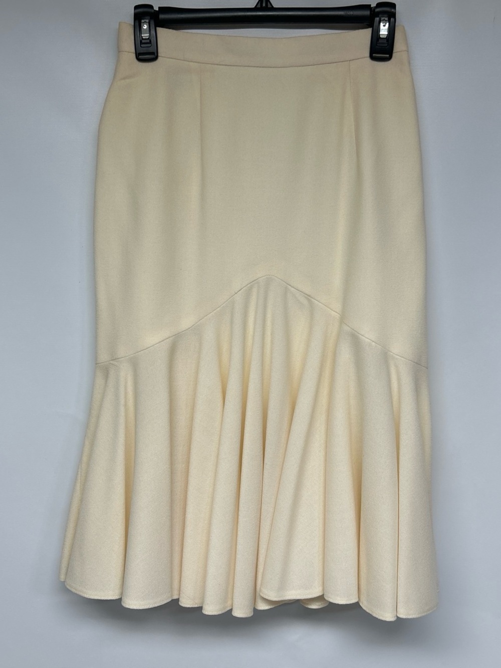 Elegant Cream Flounce Midi Skirt — Soft Feminine A-Line